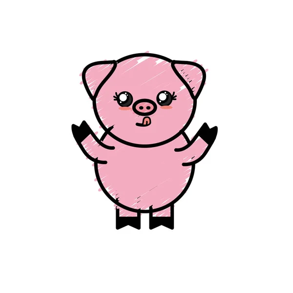 Animal Selvagem Porco Bonito Com Ilustração Vetorial Expressão Facial — Vetor de Stock