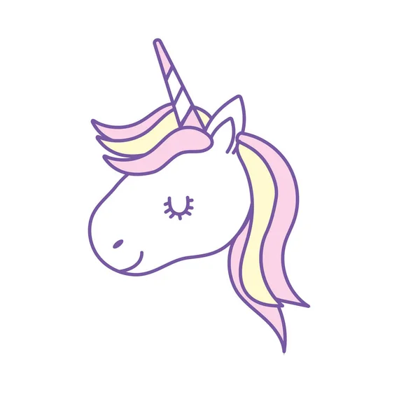 Cute Unicorn Head Horn Hairstyle Vector Illustration — Stock Vector