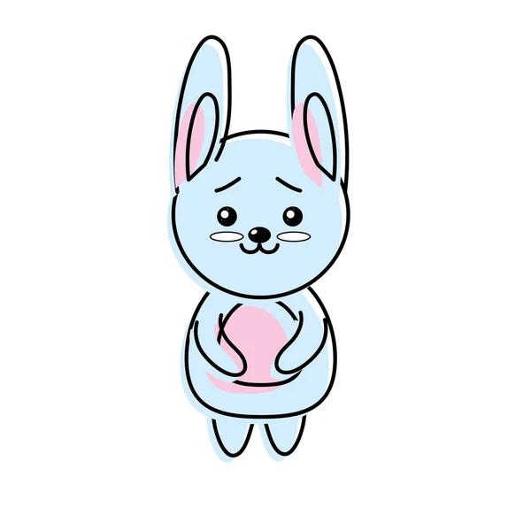 Cute Rabbit Wild Animal Face Expression Vector Illustration — Stockvector