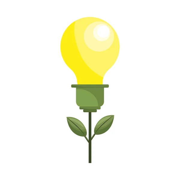 Bulbe Plante Avec Des Feuilles Pour Sauver Environnement Illustration Vectorielle — Image vectorielle