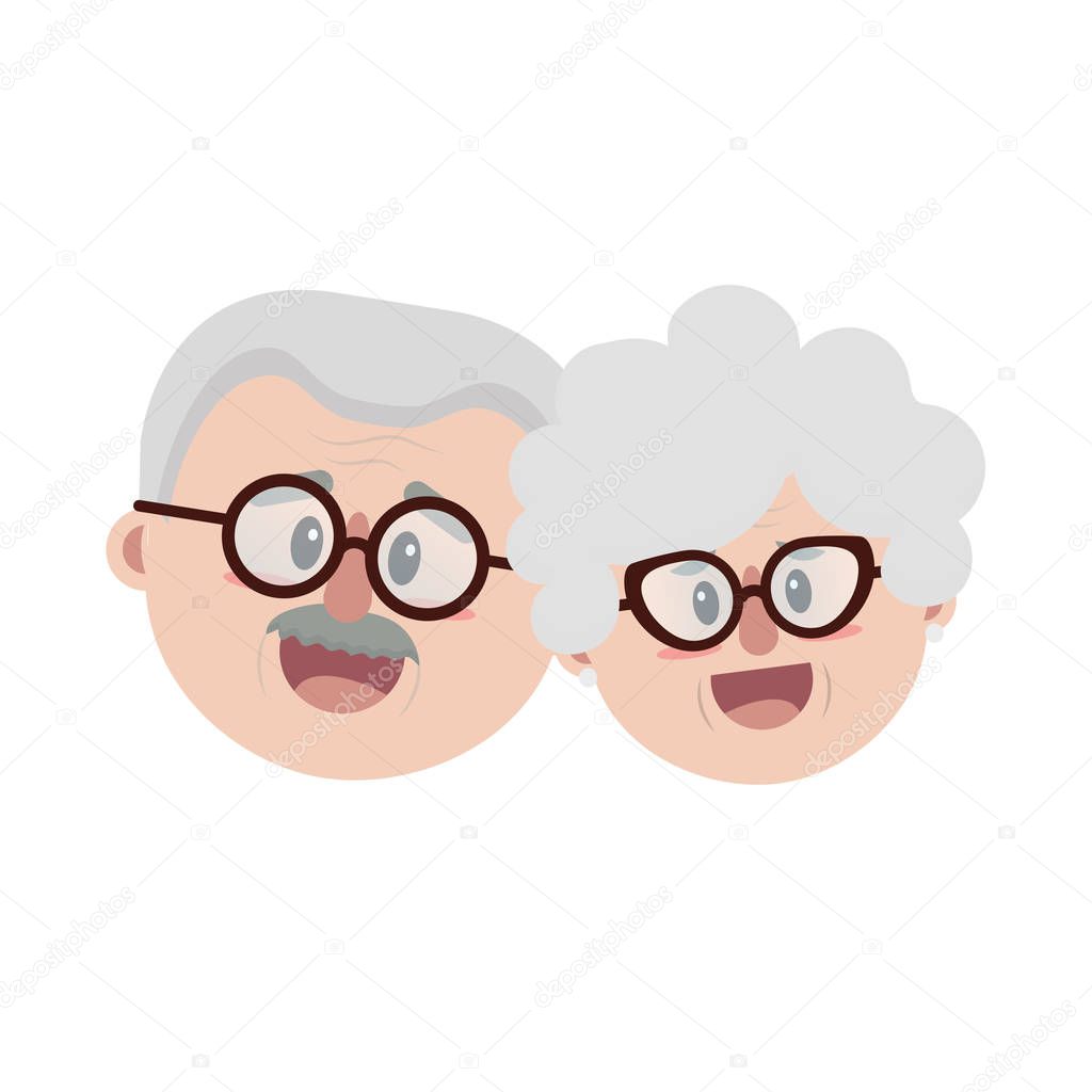 old couple face with hairstyle vector illustration