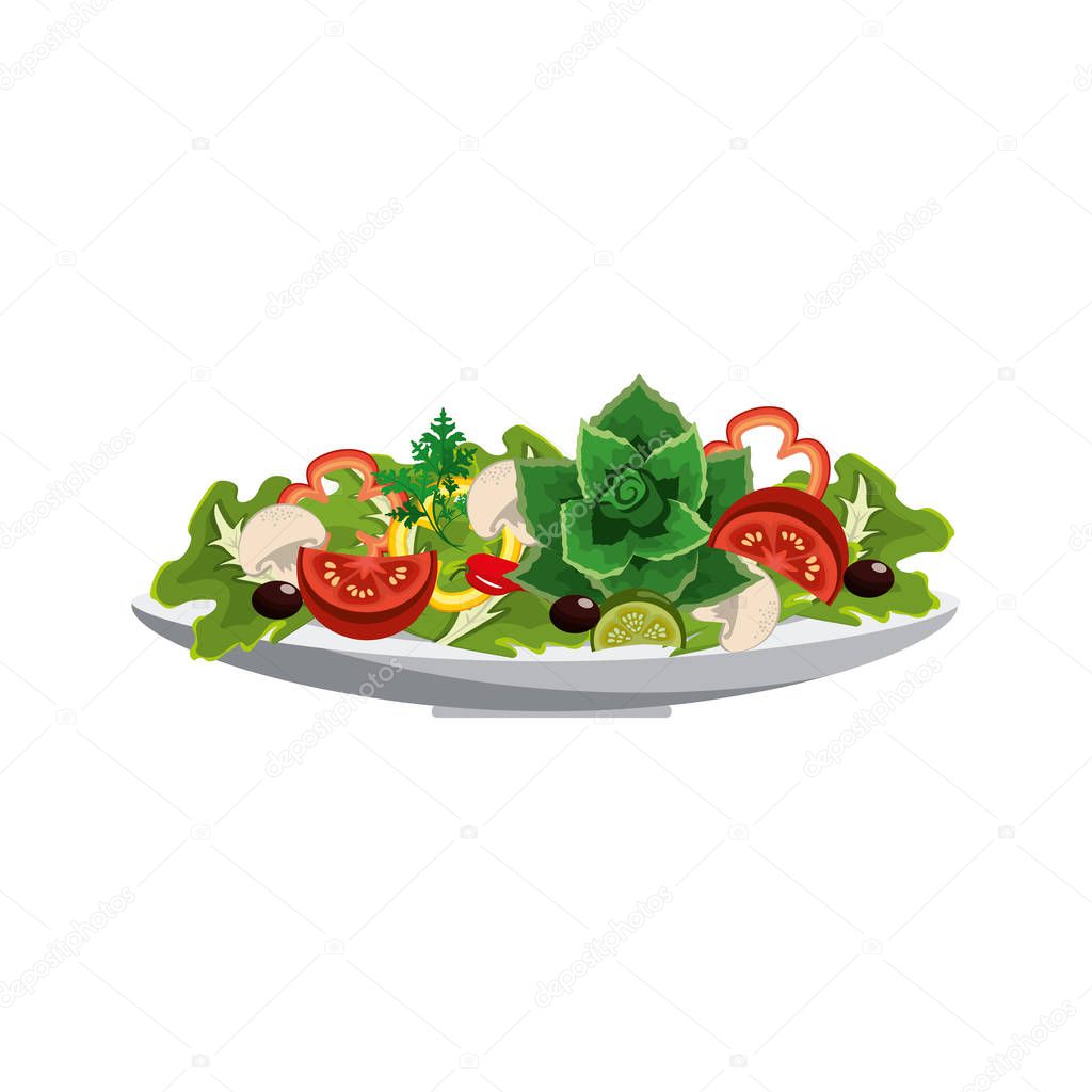 delicious fresh organ salad in the bowl, vector illustration