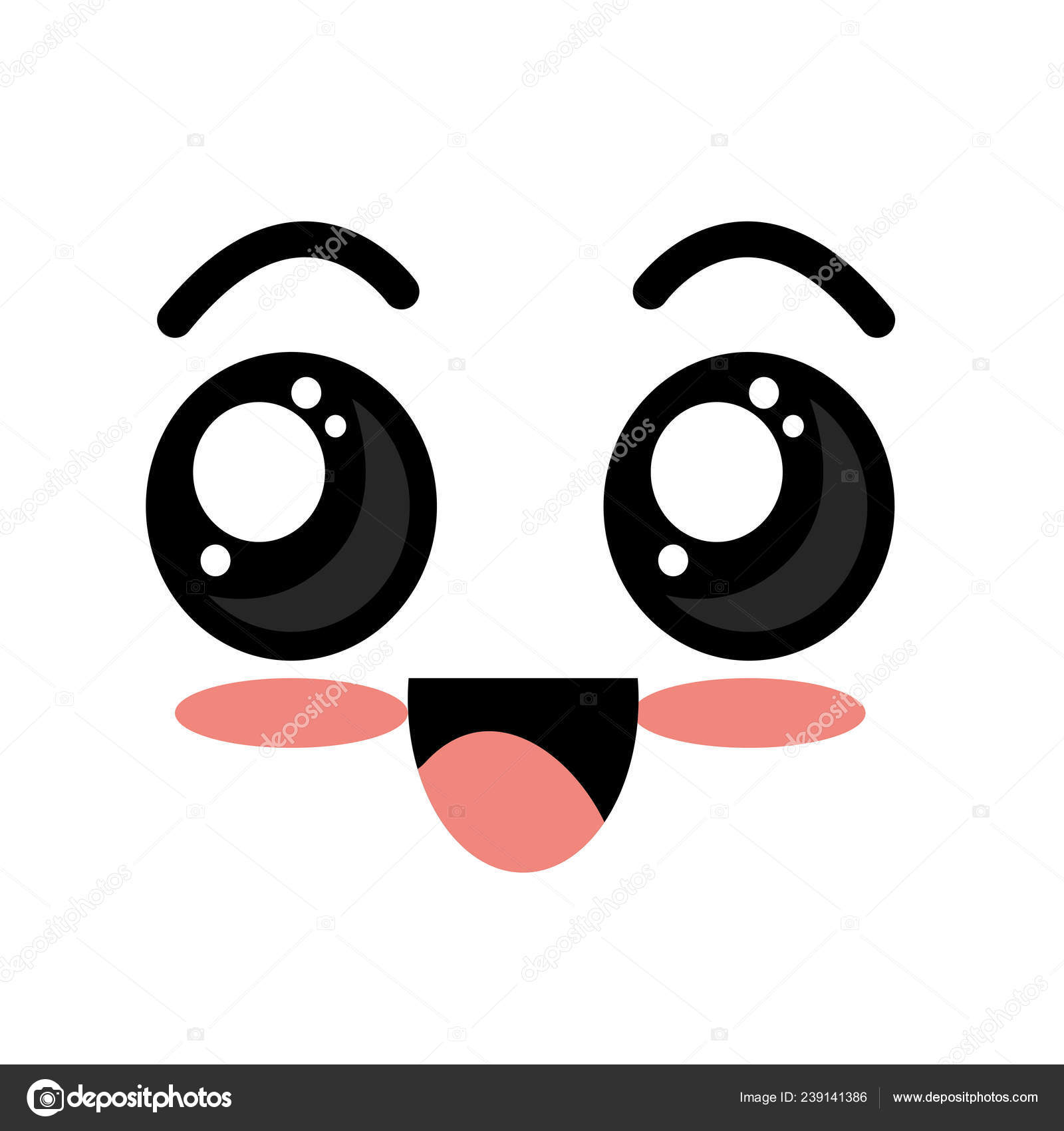 Bonito Kawaii Belo Rosto Sorriso E Ilustração Vetorial Feliz Royalty Free  SVG, Cliparts, Vetores, e Ilustrações Stock. Image 80033451