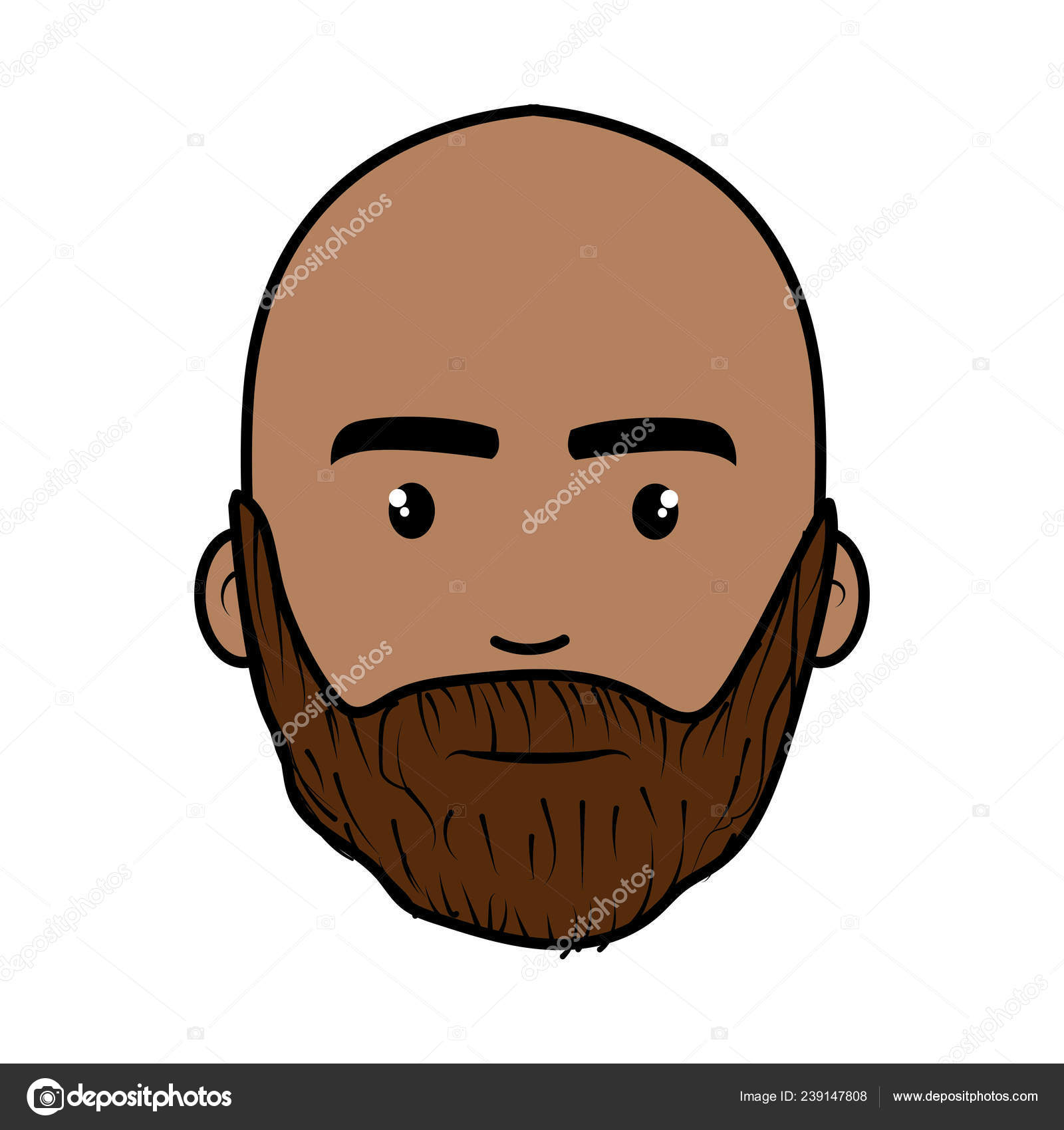 Nice Face Man Beard Bald Vector Illustration Stock Vector Image by  ©stockgiu #239147808
