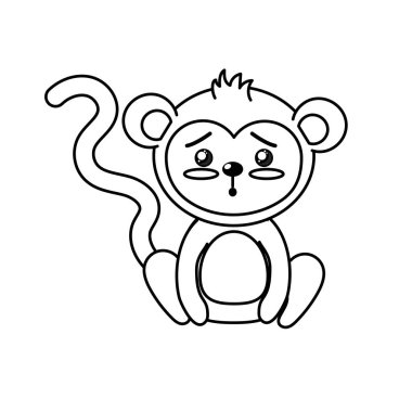 satır sevimli maymun vahşi hayvan yüz ifade vektör çizim ile