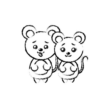 Şekil şirin çift vahşi hayvan güzel ifade vektör çizim ile