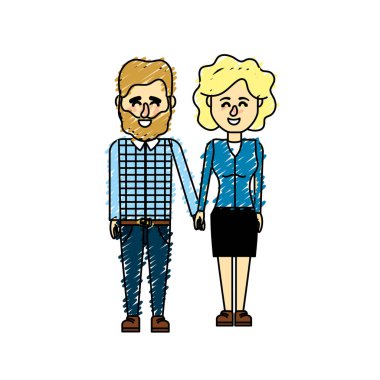 güzel bir saç modeli tasarımı ile çift illüstrasyon vektör