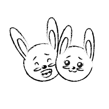 Şekil şirin çift vahşi hayvan güzel ifade vektör çizim ile