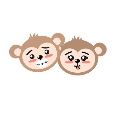 şirin çift vahşi hayvan güzel ifade vektör çizim ile