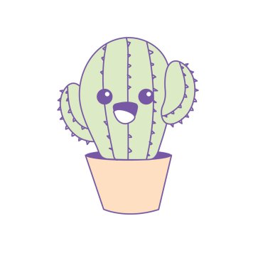 Kawaii şirin ihale kaktüs bitki vektör çizim