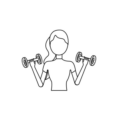 vektör çizim egzersiz halter kadınla hattı