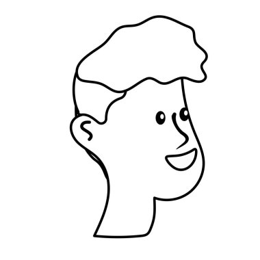 satır mutlu ve güzel saç modeli, vektör çizim kafa adam