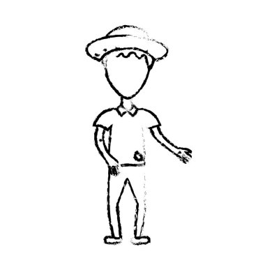 Şekil güzel adam şapka ve rahat kıyafetler vektör çizim