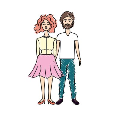 güzel çift saç modeli ve cwear, vektör çizim ile