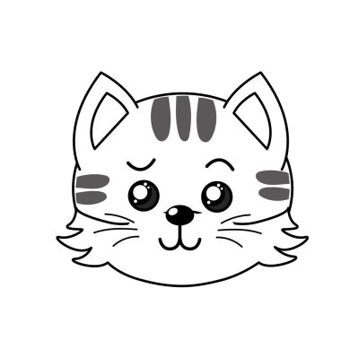 satır sevimli vahşi hayvan yüz ifade vektör çizim ile