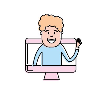 vektör çizim içinde adamla teknoloji bilgisayar