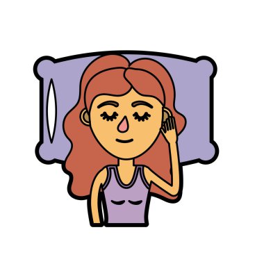 woman with hairstyle desing sleeping vector illustration