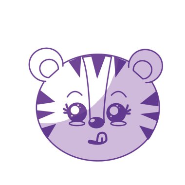 siluet sevimli vahşi hayvan yüz ifade vektör çizim ile