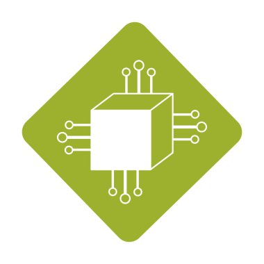 elektronik devreleri ile kare dijital bağlantıları ve Büyüteç Camı, vektör çizim etiket