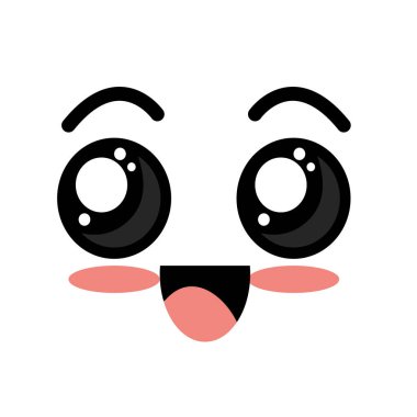 şirin kawaii güzel yüz gülümseme ve mutlu vektör çizim