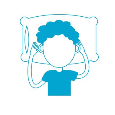 saç siluet adamla uyku vektör çizim tasarım