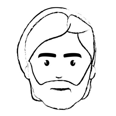 figure nice face man with beard and hairstyle, vector illustration