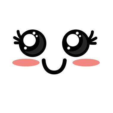 şirin kawaii güzel yüz gülümseme ve mutlu vektör çizim