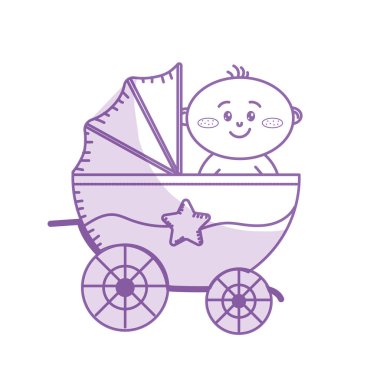 silhouette security stroller with baby child inside vector illustration