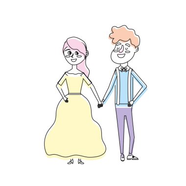 mutlu çift birlikte ve romantik kutlama vektör illüstrasyon