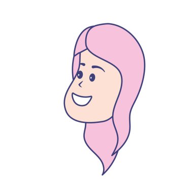 Avatar kadın yüz saç modeli tasarım vektör illusration ile