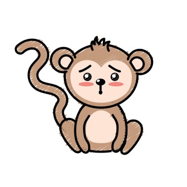 sevimli maymun vahşi hayvan yüz ifade vektör çizim ile