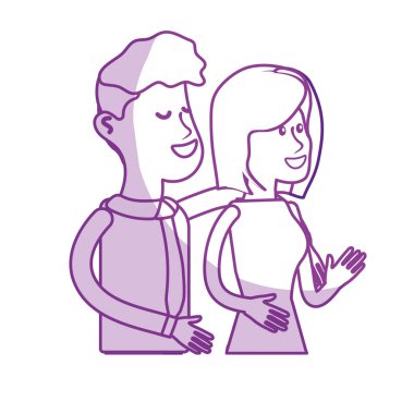 siluet mutlu sevimli çift şık giyim, vektör çizim ile