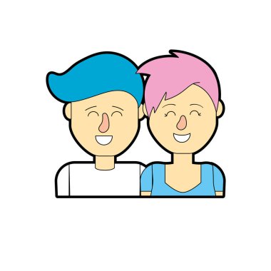 güzel bir saç modeli tasarımı ile çift illüstrasyon vektör