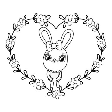 Sevgililer günü tebrik kartı sevimli tavşan ile. Vektör çizim