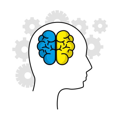 ruh sağlığı siluet kişi beyin, vektör çizim ile