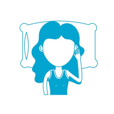 siluet kadın saç modeli ile uyku vektör çizim tasarım