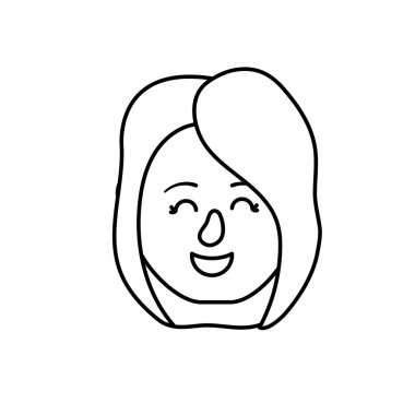 Avatar kadın baş saç modeli tasarım vektör çizim ile satır