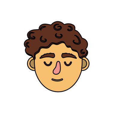 adam başı kapalı gözler ve saç modeli ile illüstrasyon vektör