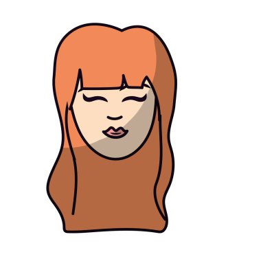 sevimli kadın yüz saç modeli, vektör çizim ile