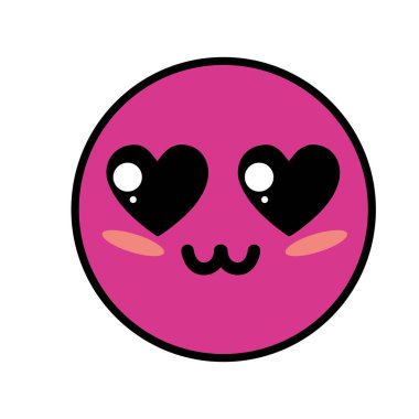 şirin kawaii güzel yüz aşk ve romantik vektör çizim