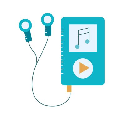 MP3 dinlemek ve müzik vektör çizim oynamak için kulaklık ile
