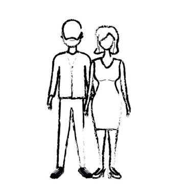 saç modeli ve şık giyim, vektör çizim ile güzel çift rakam