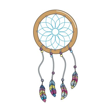 Güzellik Rüya yakalayıcı tüyler tasarım vektör çizim ile