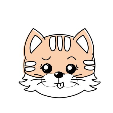 sevimli vahşi hayvan yüz ifade vektör çizim ile