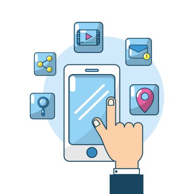 El dokunmatik ekran bağlantı sunucu vektör çizim ile Smartphone