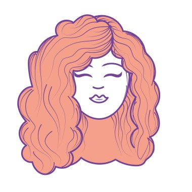 sevimli kadın yüz saç modeli, vektör çizim ile