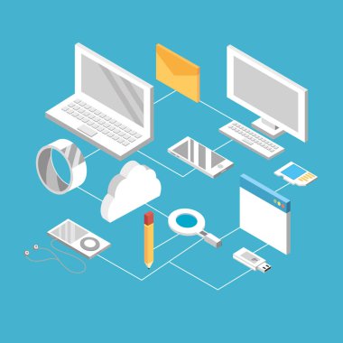 technogies veri Hizmetleri conecction vektör çizim ile ayarla