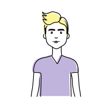 sevimli adam haistyle ve t-shirt, illüstrasyon vektör