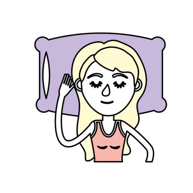 woman with hairstyle desing sleeping vector illustration