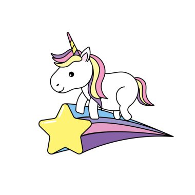 boynuz ve kayan yıldız vektör çizim olan güzel at